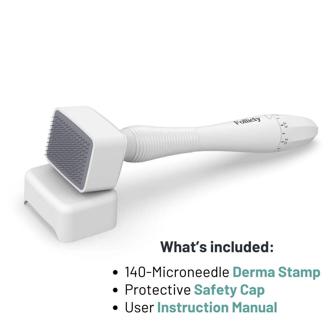 Follicly® Derma Stamp – 140 Microagujas de Titanio Ajustables