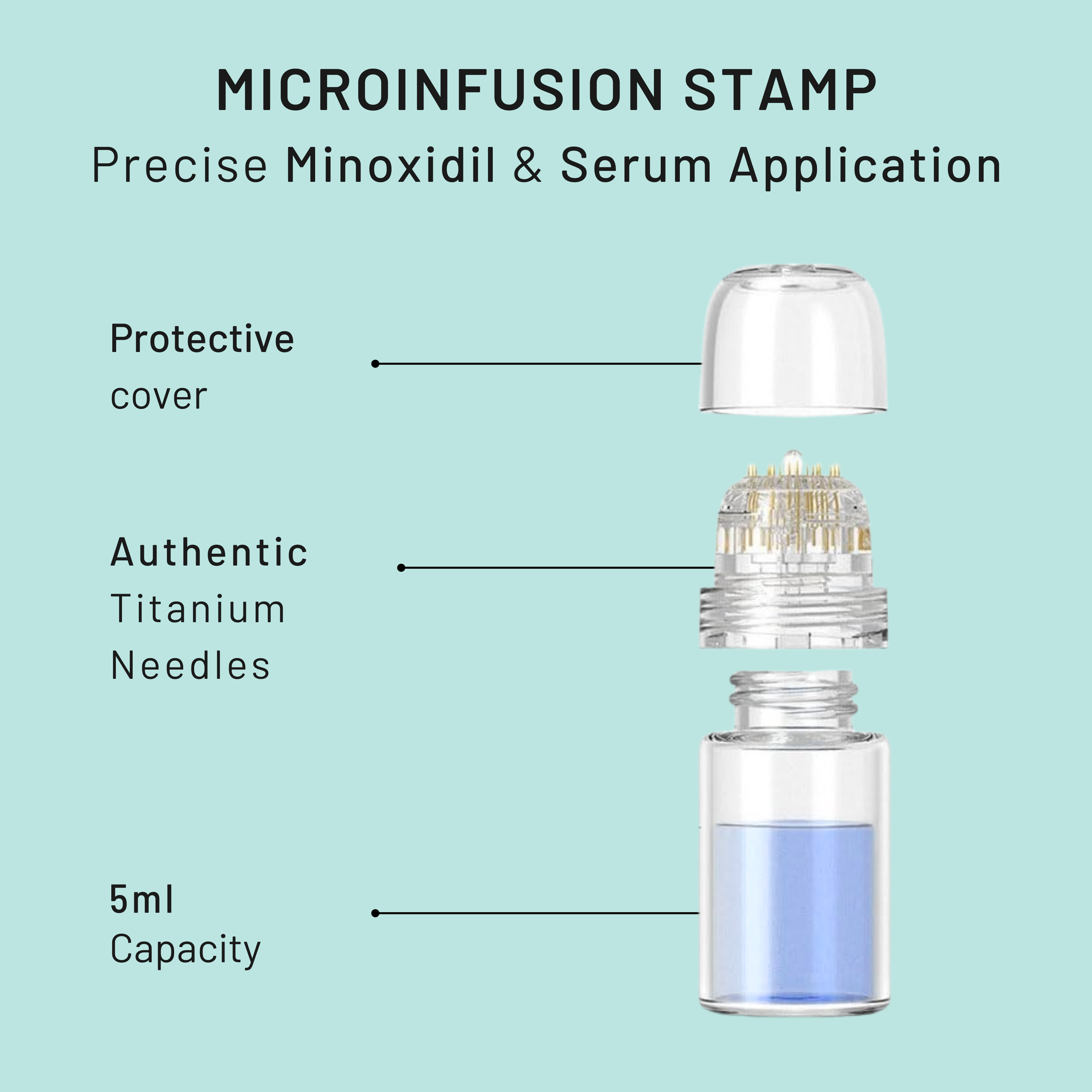 Follicly® Aplicador de sérum - agujas de titanio para microinfusión